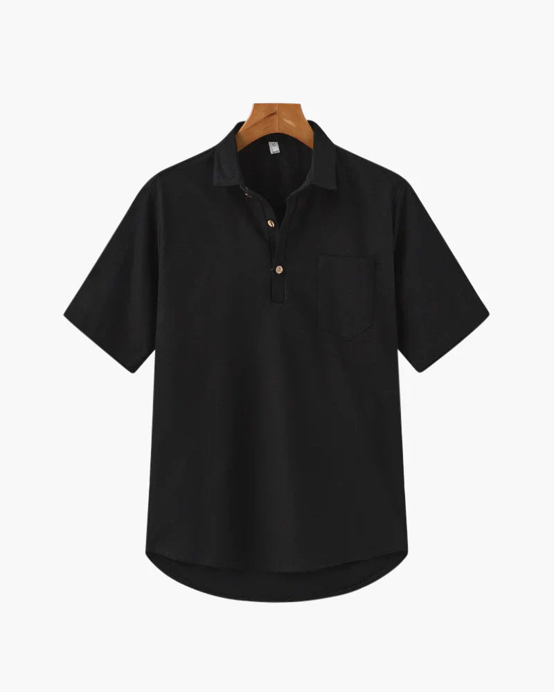Casablanca Linen Polo - Black